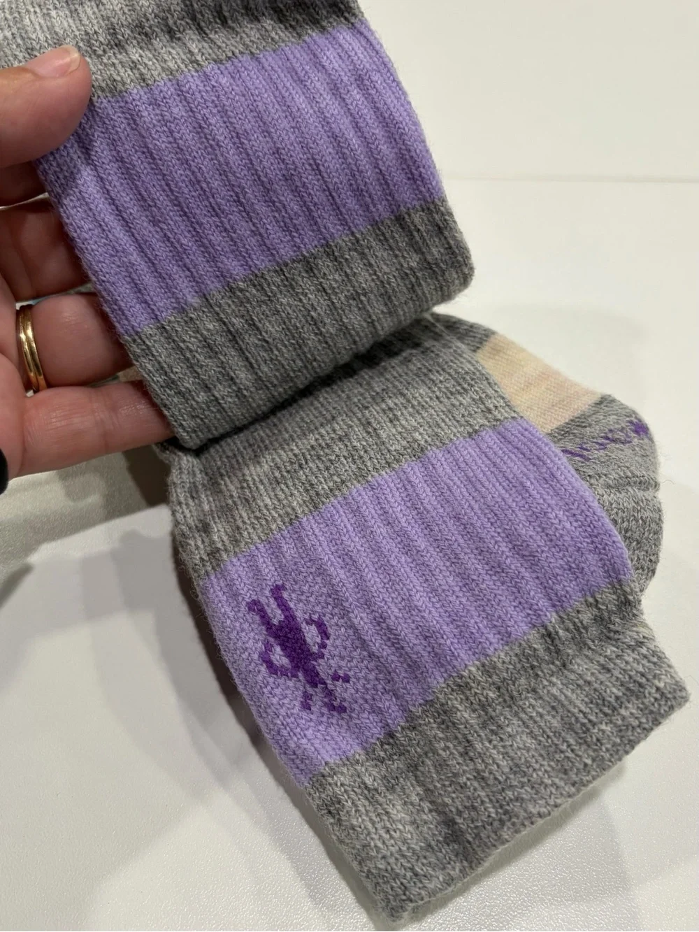 SmartWool Women's XL Everyday Barnsley Sweater Socks Grey Purple NWT Stripes